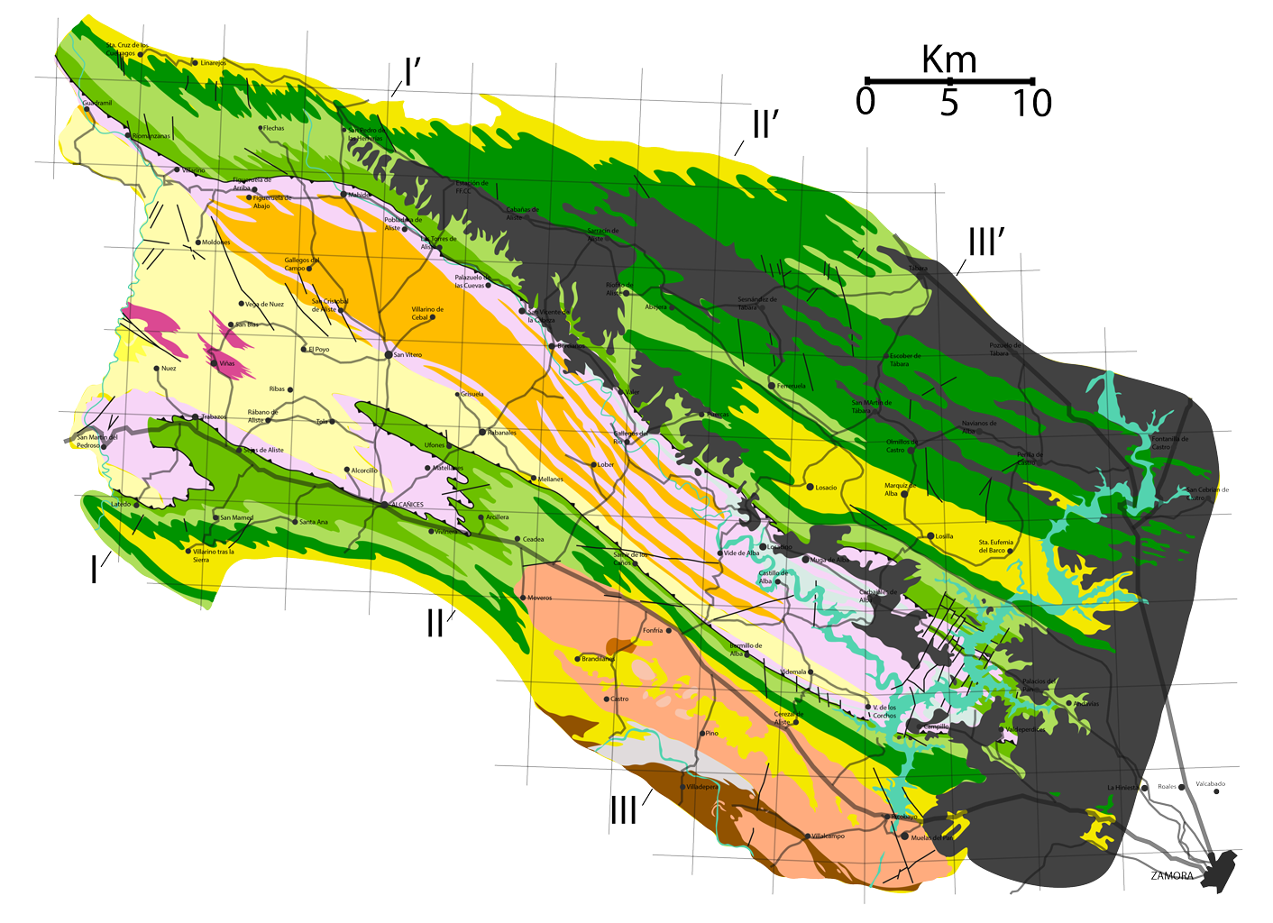 Mapa general del sinclinal de Alcañices